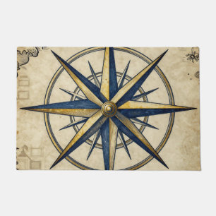 Vintage Nautical Compass Rose Doormat