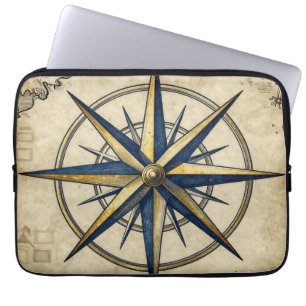Vintage Nautical Compass Rose Laptop Sleeve