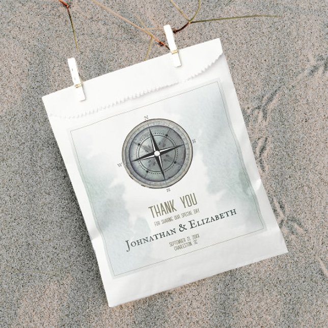 Vintage Nautical Compass Wedding Favour Bag (Vintage Nautical Compass Wedding Favor Bag)