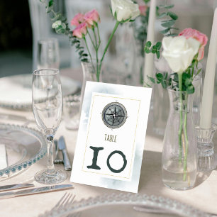 Vintage Nautical Compass Wedding Table Number