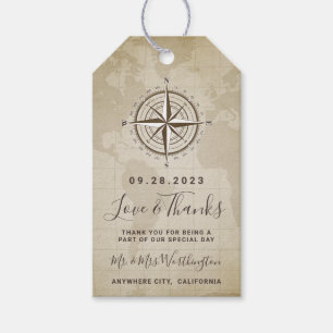 Vintage Nautical Compass Wedding Thank You Gift Tags