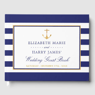 Vintage Nautical Gold Anchor Wedding Guest Book