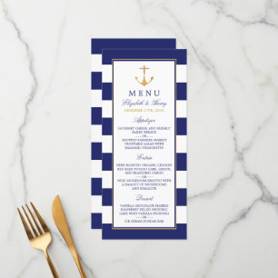 Vintage Nautical Gold Anchor Wedding Menu