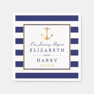 Vintage Nautical Gold Anchor Wedding Napkin