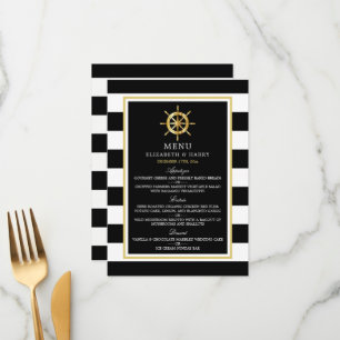 Vintage Nautical Gold Wheel, Black & Gold Wedding Menu