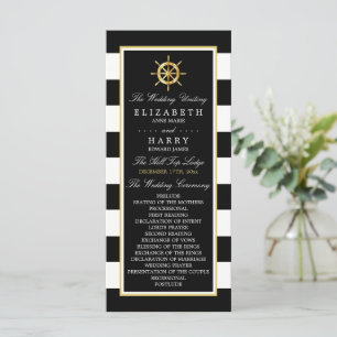 Vintage Nautical Gold Wheel, Black & Gold Wedding Program