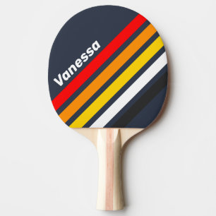 Vintage Nautical Harbour Angled Striping with Name Ping Pong Paddle