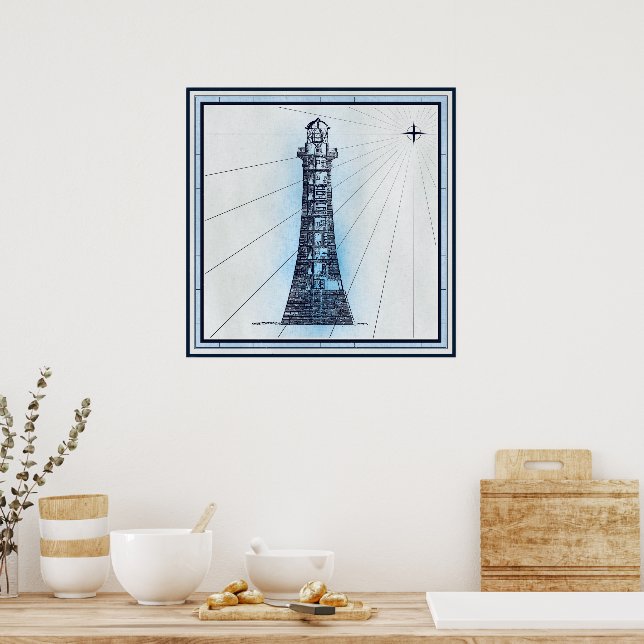 Vintage Nautical Lighthouse  Poster (Kitchen)