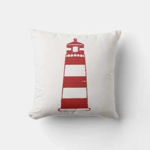 Vintage Nautical Lighthouse Red & White Stripes Cushion