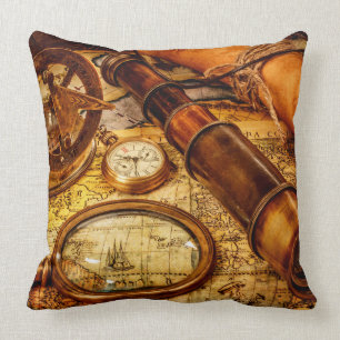 Vintage Nautical Map Pillow