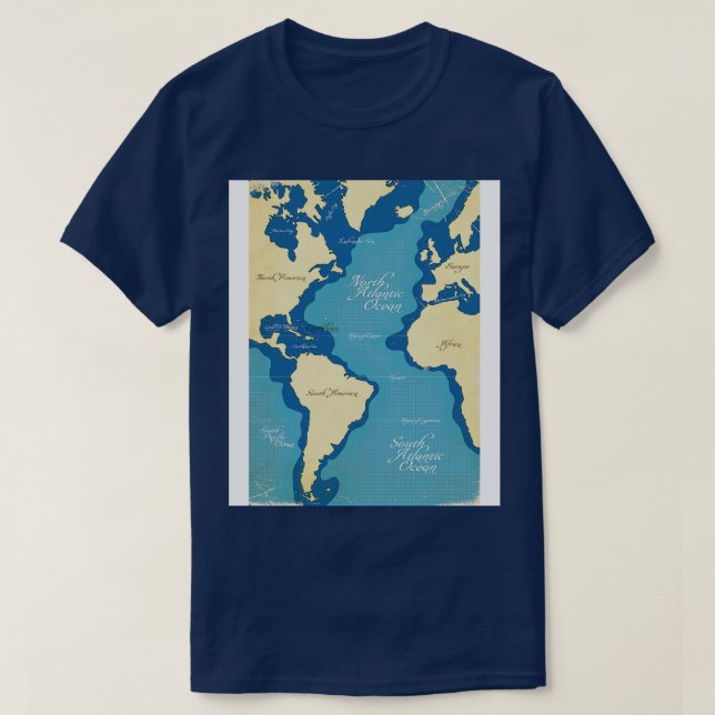 Vintage Nautical Map T-Shirt (Design Front)
