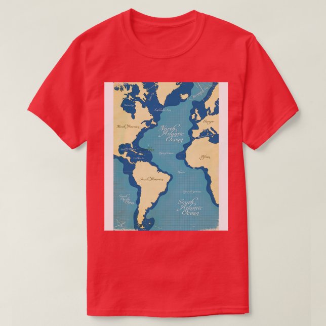 Vintage Nautical Map T-Shirt (Design Front)