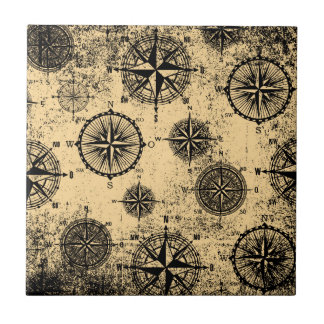 Vintage Nautical Pattern Ceramic Tile