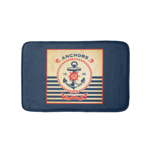 Vintage Nautical Poster Bath Mat