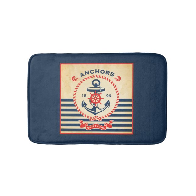 Vintage Nautical Poster Bath Mat (Front)