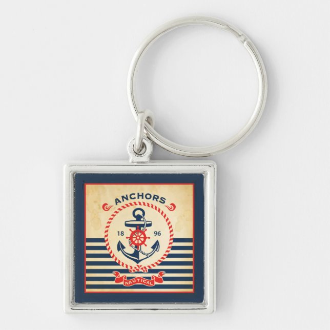 Vintage Nautical Poster Key Ring (Front)