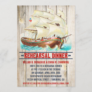 Vintage Nautical Rehearsal Dinner Invitations