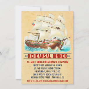 Vintage Nautical Rehearsal Dinner Invitations