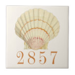 Vintage Nautical Scallop Seashell House Address Ceramic Tile<br><div class="desc">Vintage Nautical Scallop Seashell House Address Tile
Add your own home address number to this tile for a stunning,  elegant design. Please contact us if you need assistance.</div>