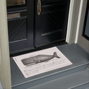 Vintage nautical scrimshaw whale steampunk beach doormat