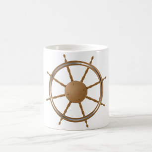 Vintage Nautical Ship Wheel Compass Design Coffee Mug