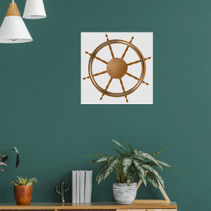 Vintage Nautical Ship Wheel Compass Design Poster