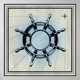 Vintage Nautical Ship's Wheel for Navigation Poster