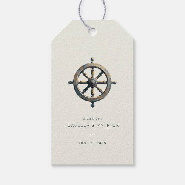 Vintage Nautical Ship's Wheel Gift Tags (Front)
