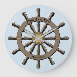 Vintage Nautical Ship's Wheel template Large Clock