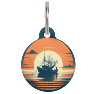Vintage/Nautical shrimp/fishing Pet Tag