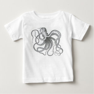 Vintage nautical steampunk octopus print baby T-Shirt