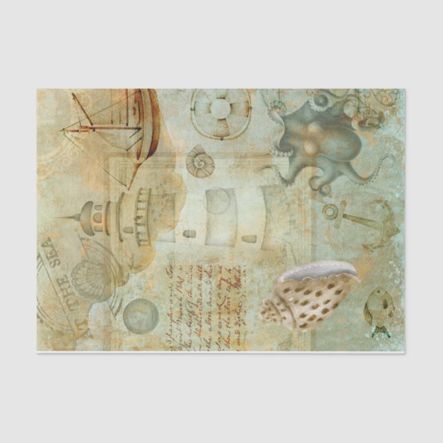 Vintage Nautical Tissue Paper (Front)