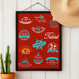 Vintage Nautical Travel Badge Collection Poster