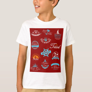 Vintage Nautical Travel Badge Collection T-Shirt