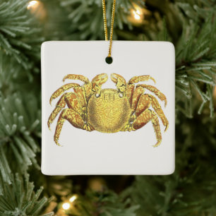Vintage Nautical Variegated Crab Coastal Wall Art Ceramic Ornament