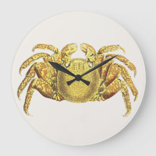 Vintage Nautical Variegated Crab Coastal Wall Art Large Clock