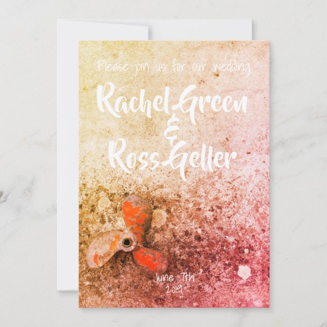 Vintage nautical wedding invitation (Front)