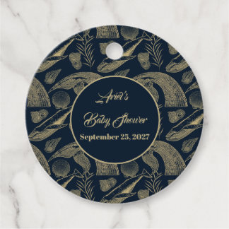 Vintage Nautical Whale Blue Baby Shower Favour Tags