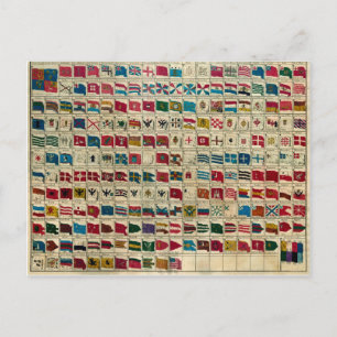 Vintage Naval Flags of The World Illustration Postcard