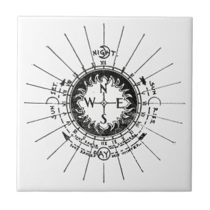Vintage Navigation Compass Ceramic Tile