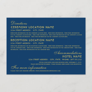 Vintage Navy and Gold Art Deco Wedding Enclosure Card