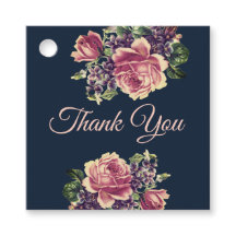 Vintage Navy and Pink Watercolor Floral