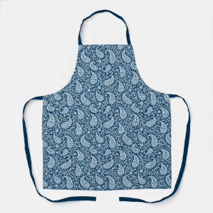 Vintage Navy and White Floral Paisley Apron