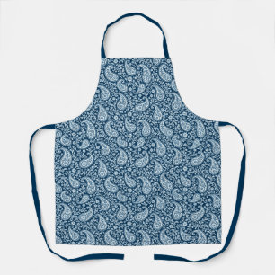 Vintage Navy and White Floral Paisley Apron
