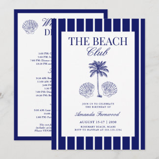 Vintage Navy Beach Club Birthday Weekend Invitation