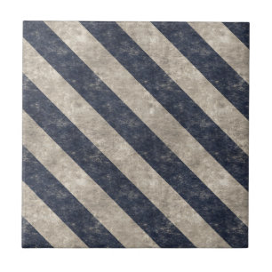 Vintage Navy Blue and White Stripe Pattern Tile