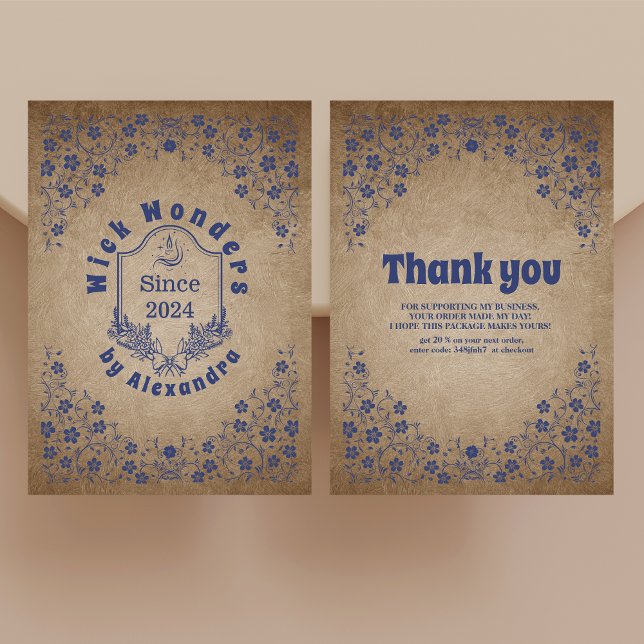 Vintage Navy Blue Apothecary Candle Thank You Card (Creator Uploaded)