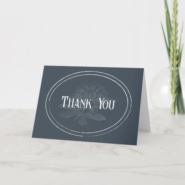 Vintage Navy Bridal Shower Thank You Card (Front)