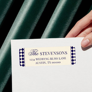 Vintage Navy Chequered Old Money Return Address Label