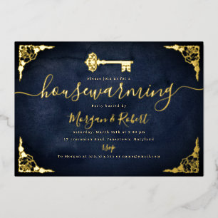 Vintage Navy Gold Key Housewarming Party 